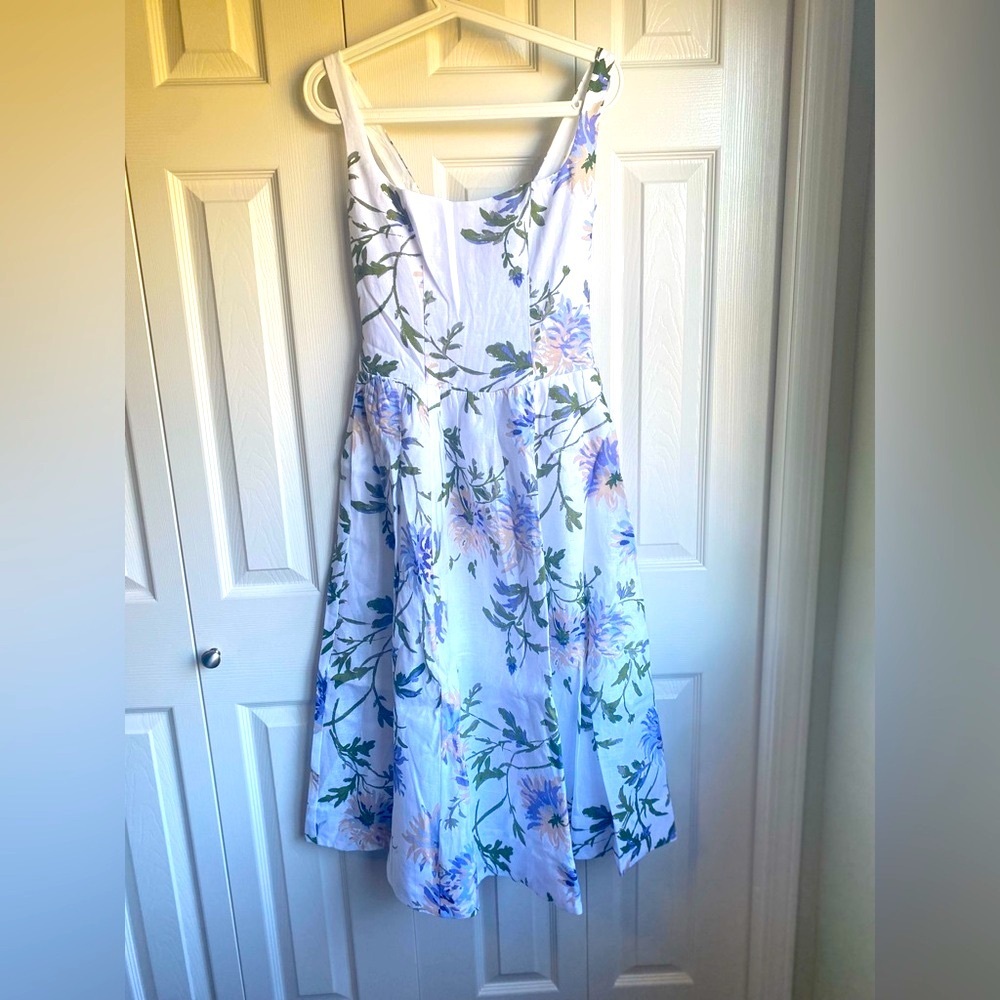 New Reformation Janu Linen Midi Dress - Serenity Blue White Floral size 6 - Picture 5 of 15